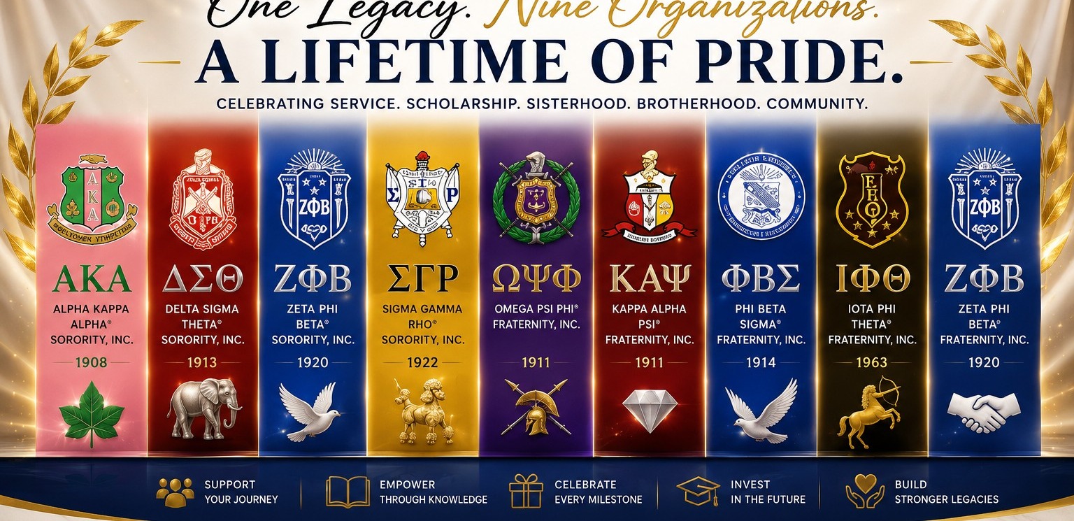One Legacy. Nine Organizations. A Lifetime of Pride. — FratMom.com, celebrating all Divine Nine families.