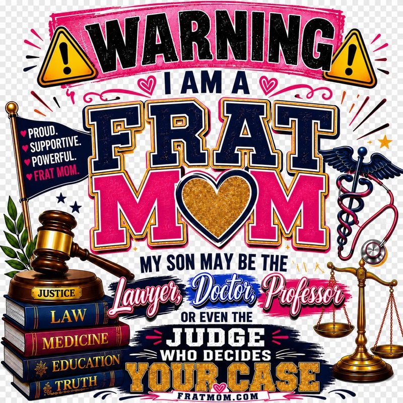 Warning Frat Mom Design — T-Shirt, Hoodie & Mug